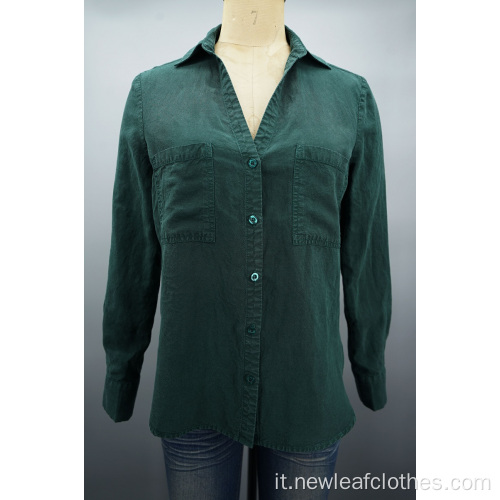 Nuove camicie a maniche lunghe con scollo a v-scollo da donna a V.